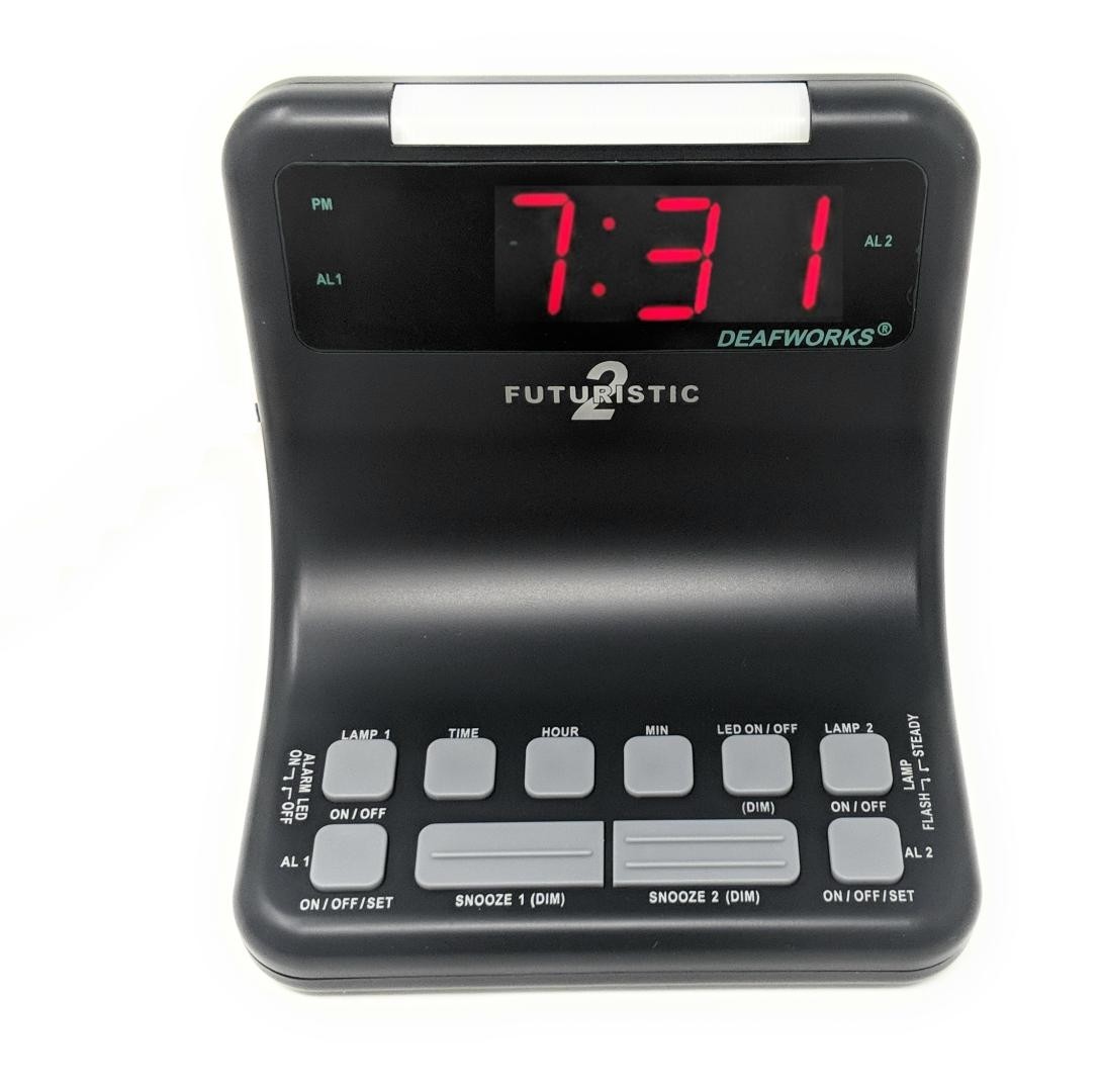 DEAFWORKS Futuristic 2 | Deaf Alarm Clock | Silent, Flashing Lights