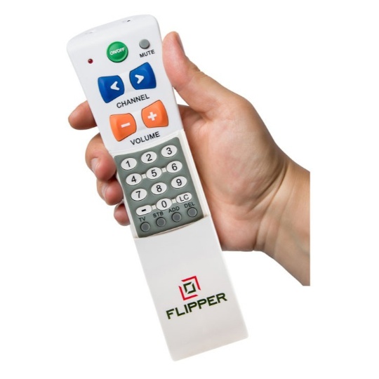 Flipper Big Button Universal TV Remote - Seniors, Elderly - Simple, Works  TV & Cable - Favorite Channels - Learning - Supports IR Devices