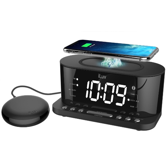 iLuv Morning Call 5 Reloj despertador digital de carga inalámbrica con  certificación Qi, alarma dual LED de 1.2 pulgadas, radio FM con 10  preajustes