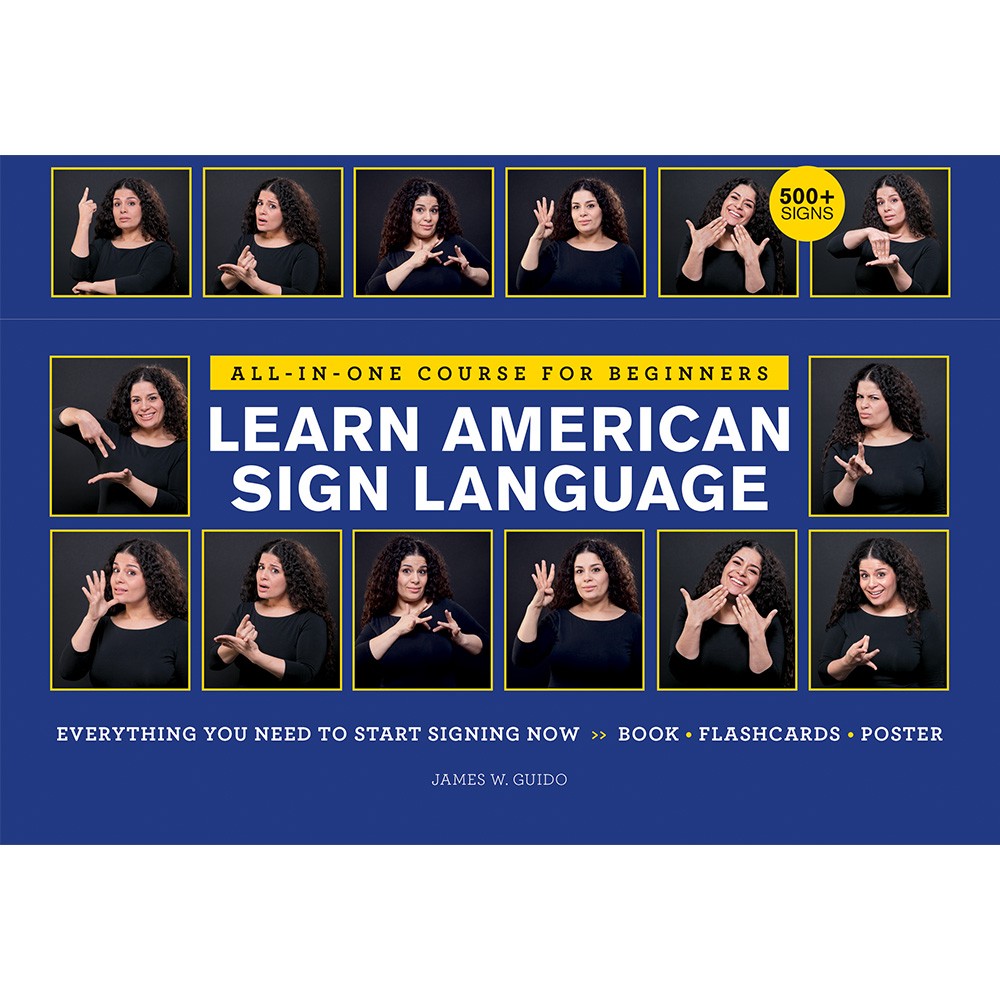 Learn American Sign Language Book, Flashcards, & Poster Set