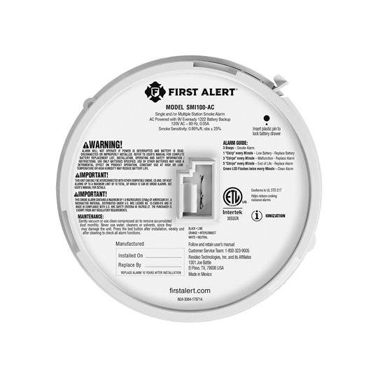 BRK First Alert SMI100-AC Hardwired Smoke Alarm