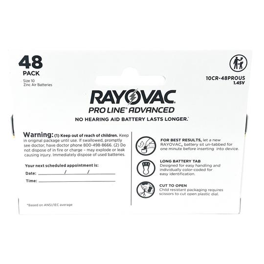 Rayovac Proline Advanced Hearing Aid Batteries | Size 10 (48 pack)