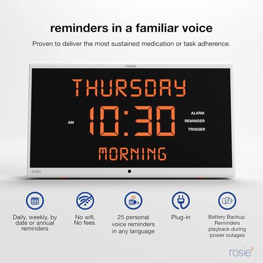 SiMPL Reminder Rosie 2 Talking Reminder Alarm Clock